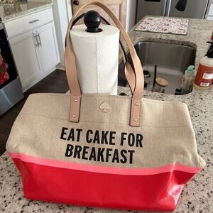 Kate Spade Red and Tan Canvas Tote